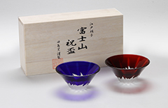 江戸切子の富士山祝盃と台紙がセットになった祝電の「田島硝子　富士山祝盃」