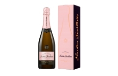 フランス産のシャンパーニュ(シャンパン)と台紙がセットになった祝電のお酒「ニコラ・フィアット　ブリュットロゼ」