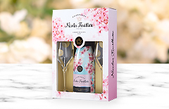 フランス産のシャンパーニュ(シャンパン)・シャンパングラスと台紙がセットになった祝電のお酒「ニコラ・フィアット グラスセット」