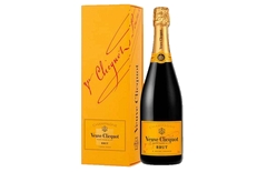 フランス産のシャンパーニュ(シャンパン)と台紙がセットになった祝電のお酒「ヴーヴ・クリコ　イエローラベル」