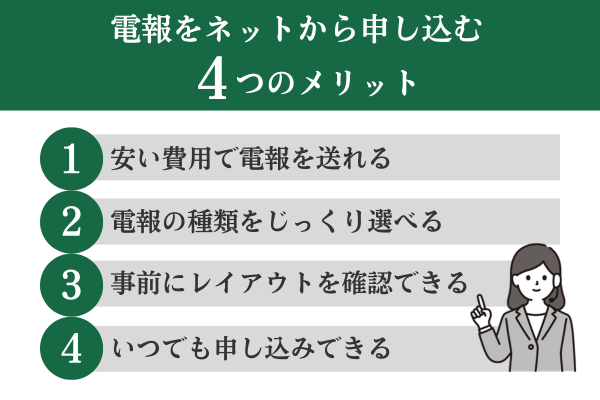 電報をネットから申し込む4つのメリット
