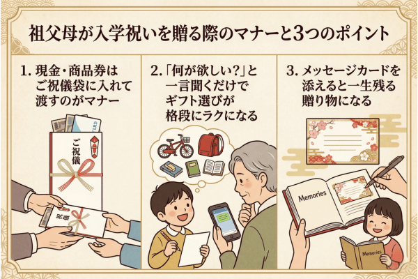 祖父母が入学祝いを贈る際のマナーと3つのポイント