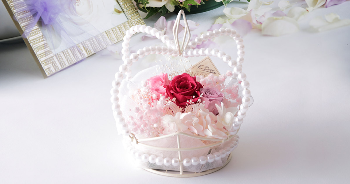 プリザーブド クラウンロゼ｜可憐で華やかな祝電ギフト｜全国配達【For