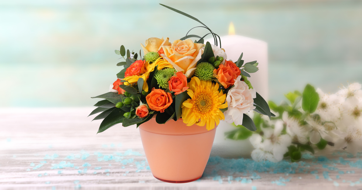 オレンジポット メッセージ｜感謝を伝える華やかな祝電フラワーギフト