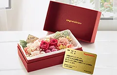 祝電ギフト「Forever・グレイス」｜ピンク系のプリザーブドフラワーで華やかに彩られた上品なお祝い電報ギフト