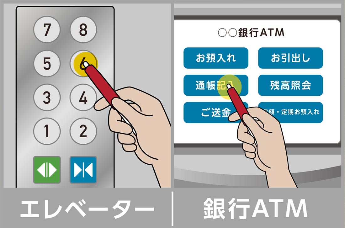 プッシュスティック触れない棒はエレベーター・ATMなど直接ボタンを触れない、非接触棒です。