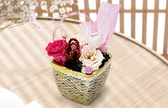 プリザーブドフラワー付きの祝電ギフト｜和風プリザーブドフラワー　寿