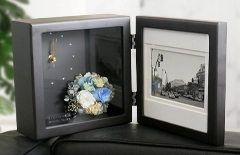 フォトフレーム時計付き花の電報ギフト