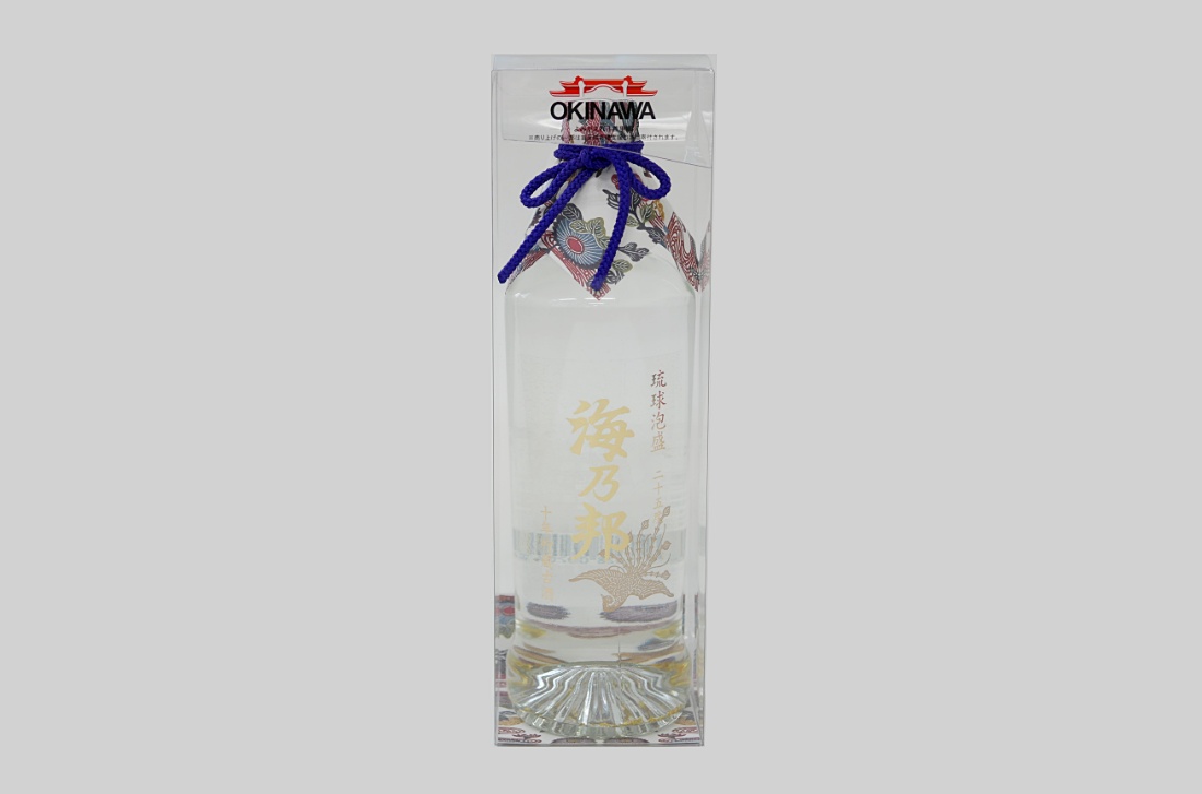 売り上げの一部は首里城再建支援の為、沖縄県に寄付される電報「海乃邦 10年貯蔵古酒　金箔入」