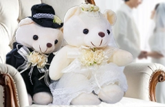 ウェディングベア祝電｜タキシードとドレス姿のぬいぐるみ電報ギフト